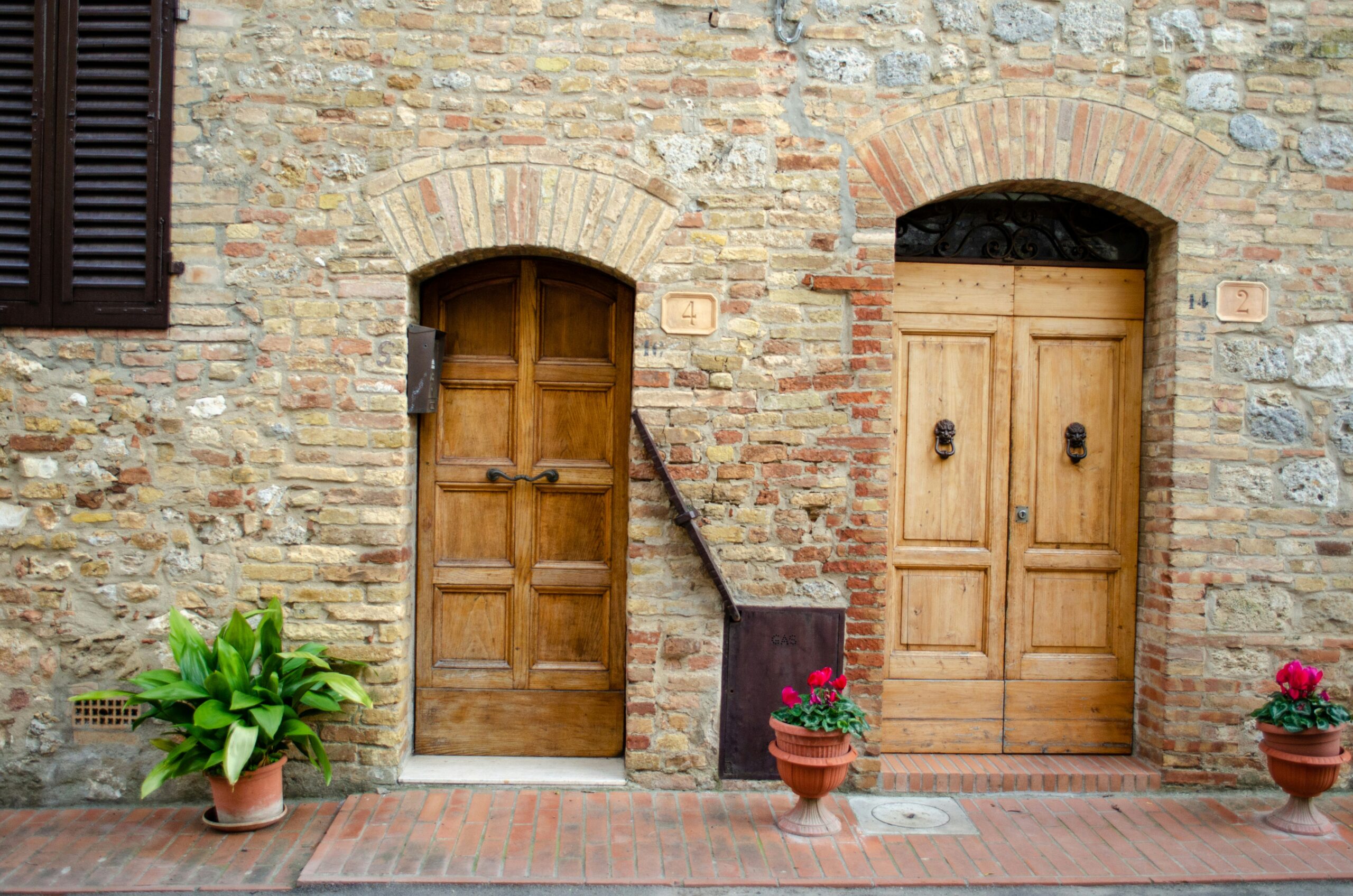 Two doors in Tuscany, Italy.