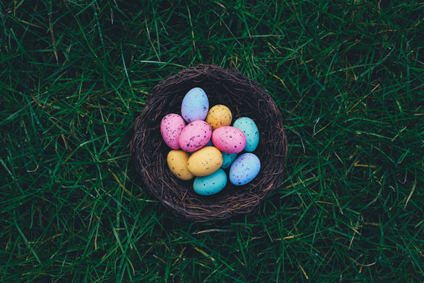 Colorfully dyed eggs.