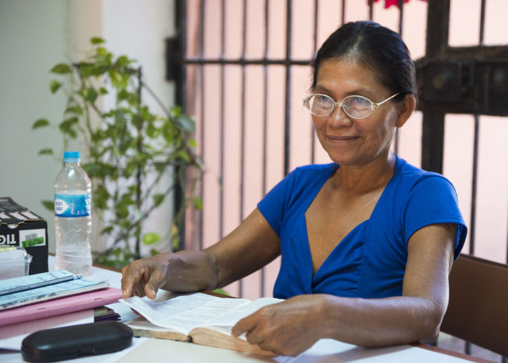 Selmira working on a translation