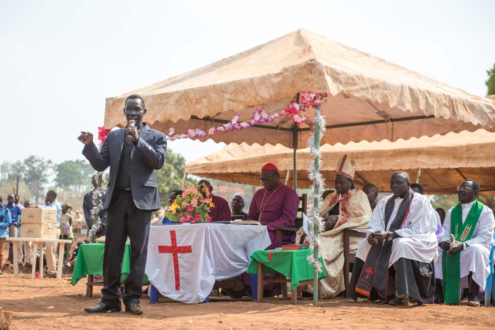 Bennett preaching at the Scripture celebration.