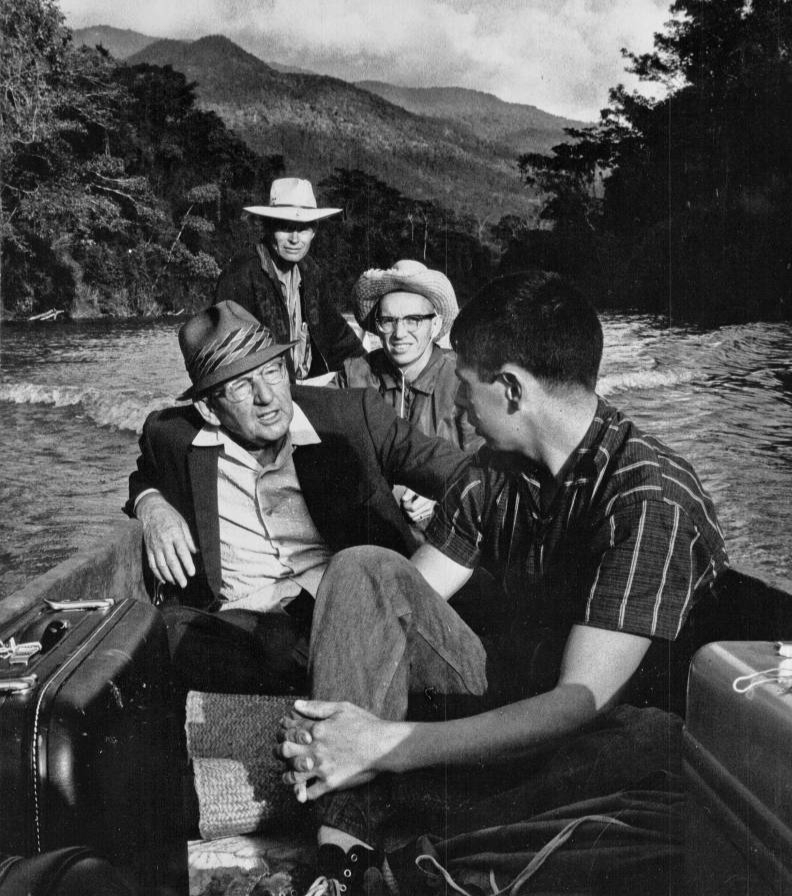 Cameron Townsend in a boat with colleagues.