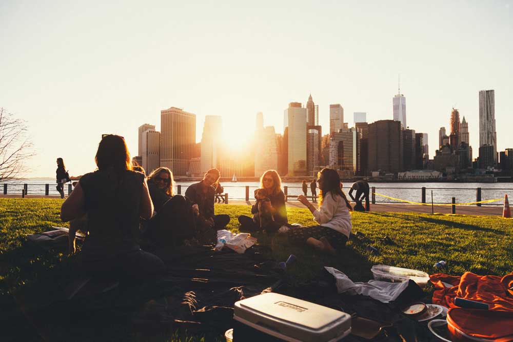 Group of friends having a picnic