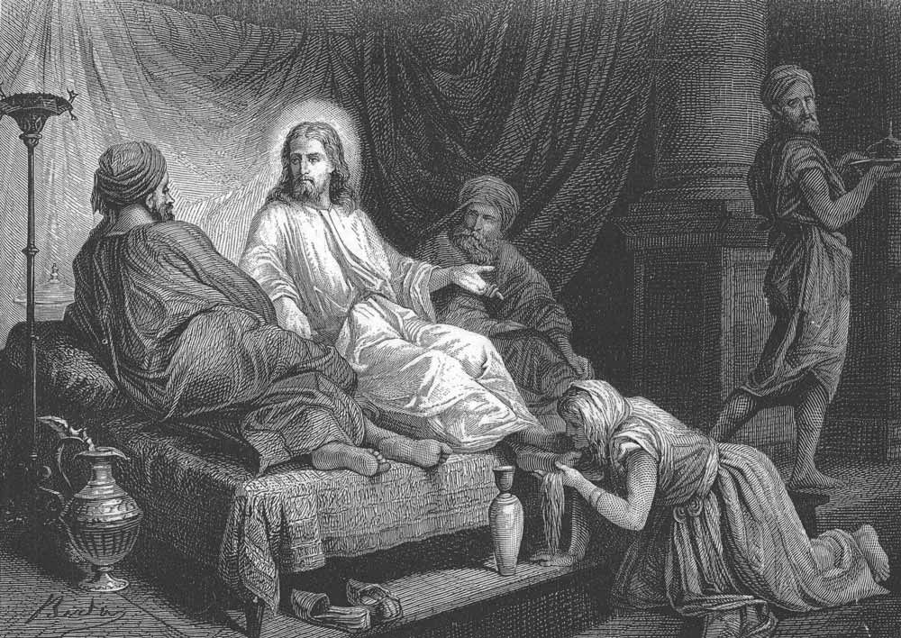 Jesus is anointed by the sinful woman in Simeon's house by Alexander Bida