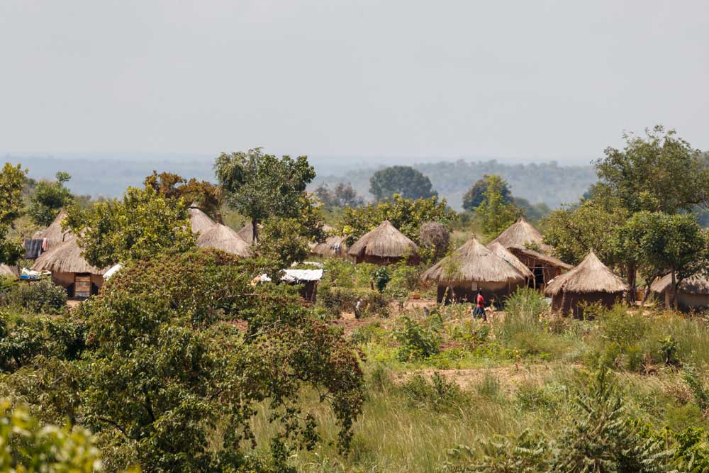 people walking on a dirt path