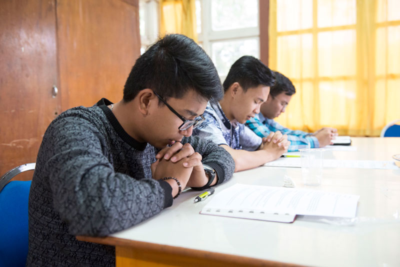 Bible study and prayer time.