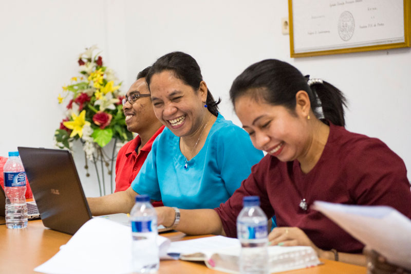 Several members of the Ambonese Malay team, including translator Ocha Hitalessy.