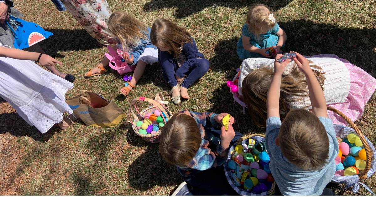 Kids from the church with their Easter eggs.