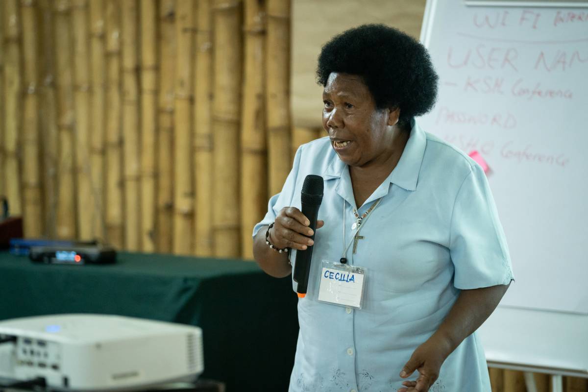 Cecilia contributing to Bible translation efforts.