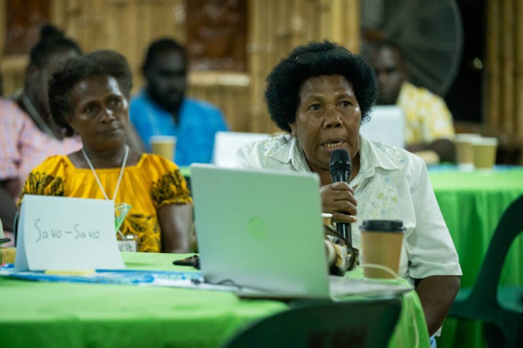 Cecilia collaborating with the Bible translation team.