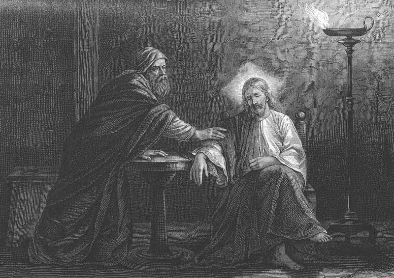 Nicodemus and Jesus historical drawing.