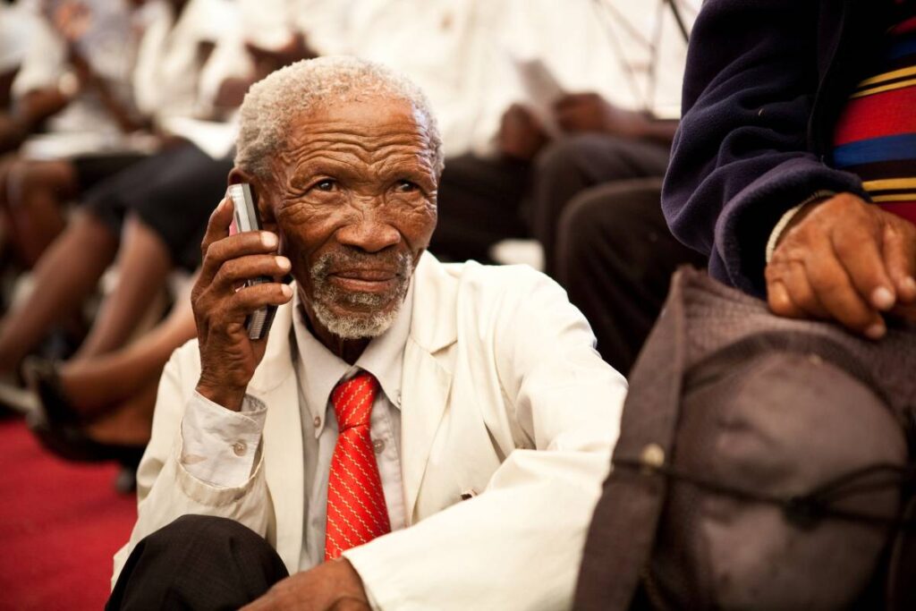 Person using an audio device.