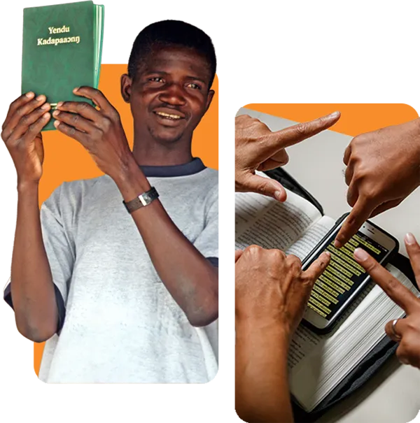 Man holds bible sign language translation